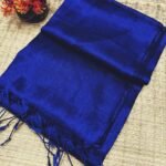 Navy Blue Soft Cotton Silk Sari With Blouse Piece