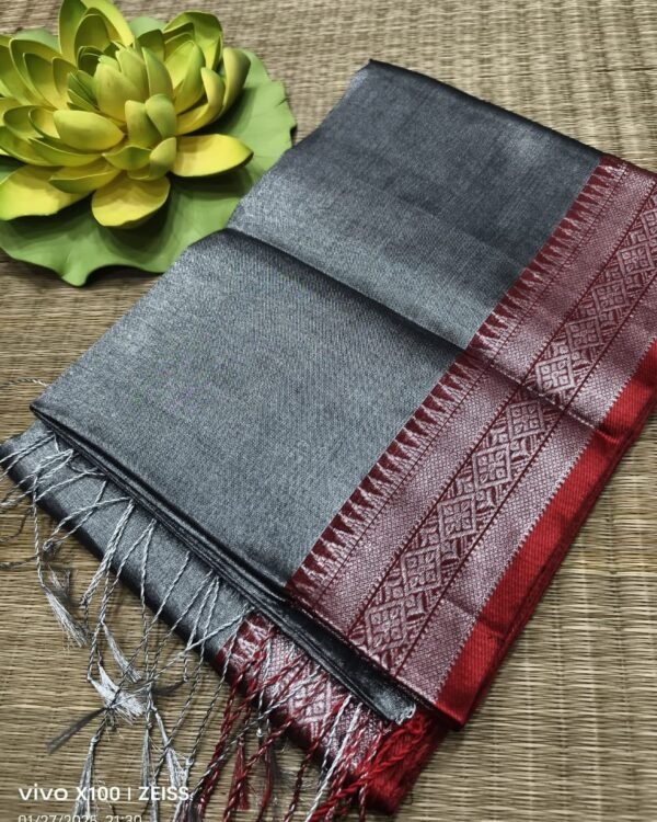 Oslo Grey Soft Handloom Cotton Silk Sare