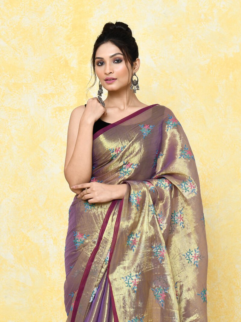 Pale Taupe Soft Tissue Handloom Saree