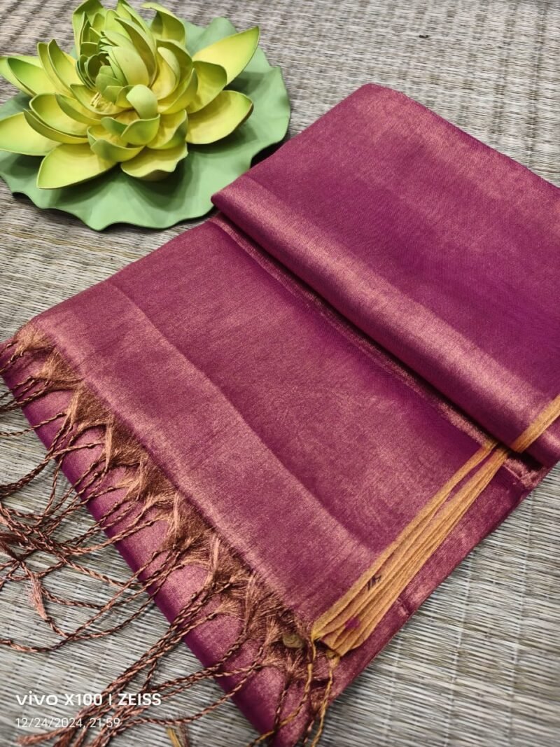 Pansy Purple Soft Cotton Silk Sari With Blouse Piece