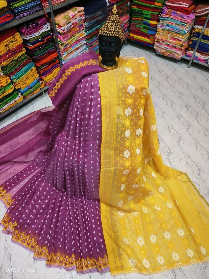 Pansy Purple Soft Dhakai Jamdani Saree