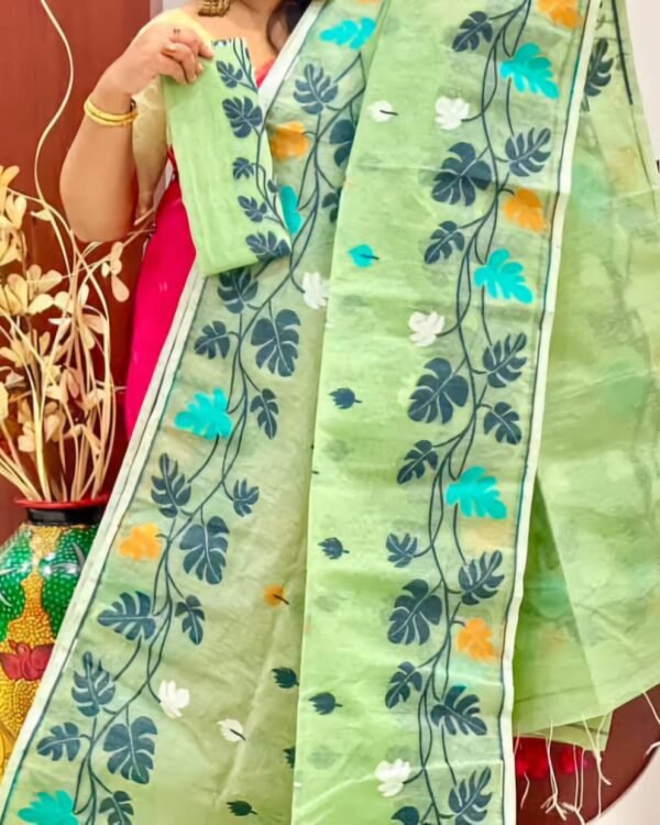 Pata Motif Soft Light Green Jamdani Saree