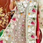 Pata Motif Soft Pastel Grey Jamdani Saree