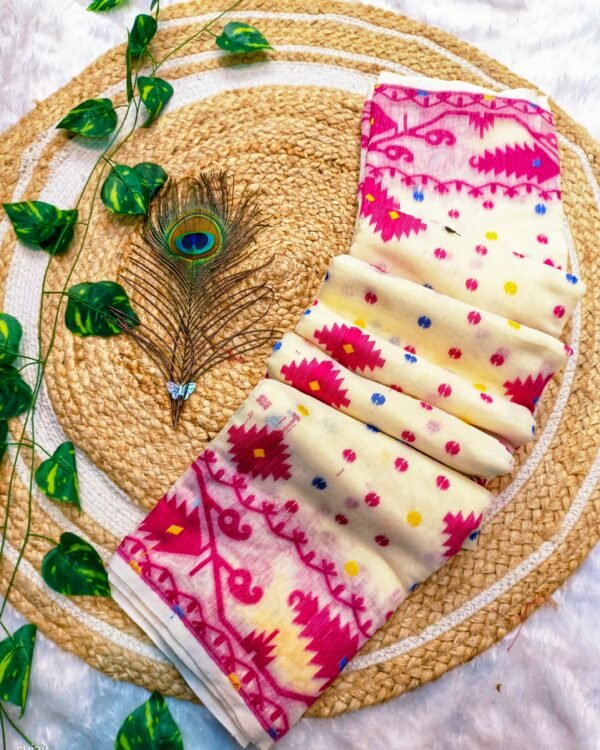 Pavlova Soft Dhakai Jamdani Saree
