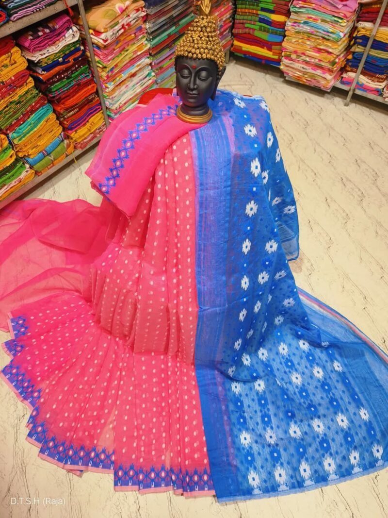Pink Soft Dhakai Jamdani Saree