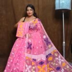 Pink Soft Dhakai Jamdani Sari