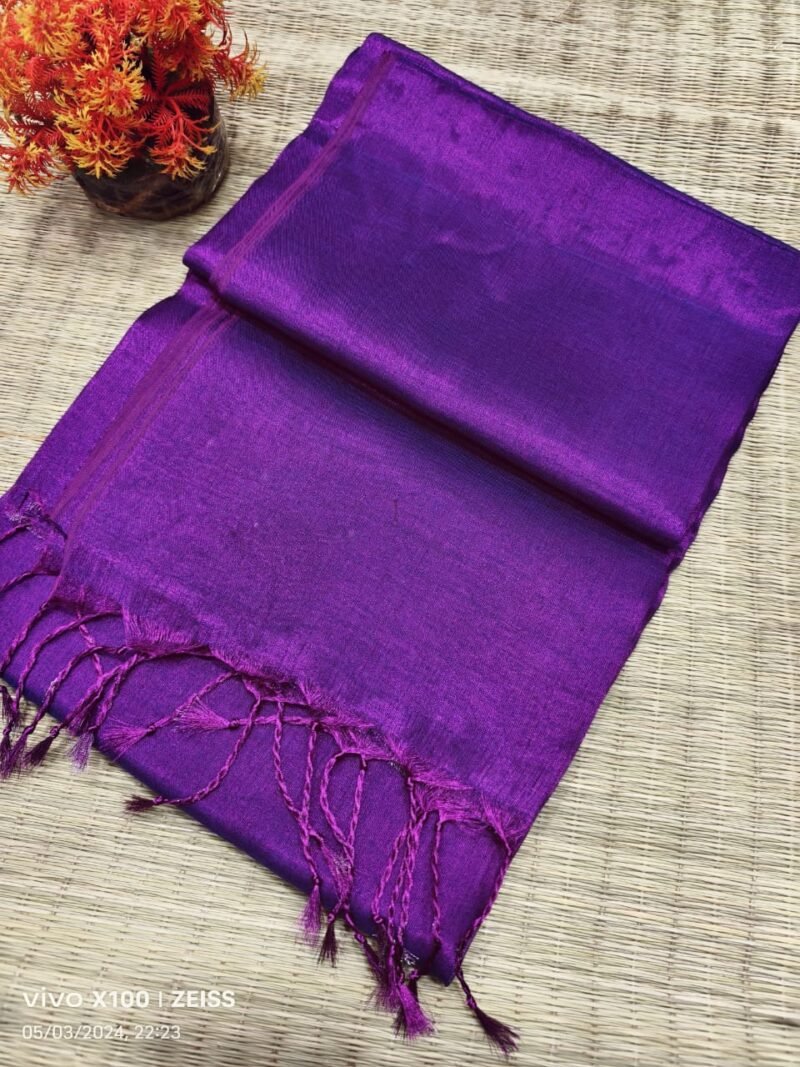 Purple Soft Cotton Silk Sari With Blouse Piece