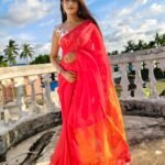 Red Ribbon Soft Cotton Silk Sari With Blouse Piece