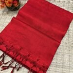Red Soft Cotton Silk Sari With Blouse Piece