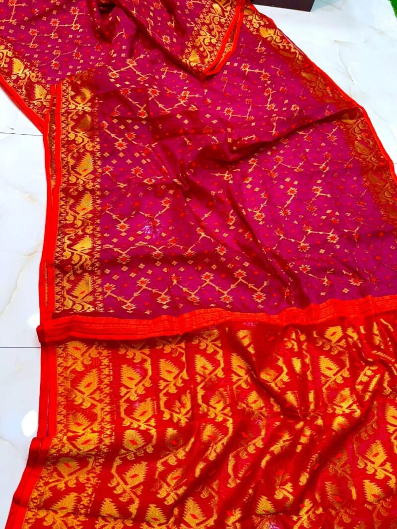 Red Soft Dhakai Jamdani Saree