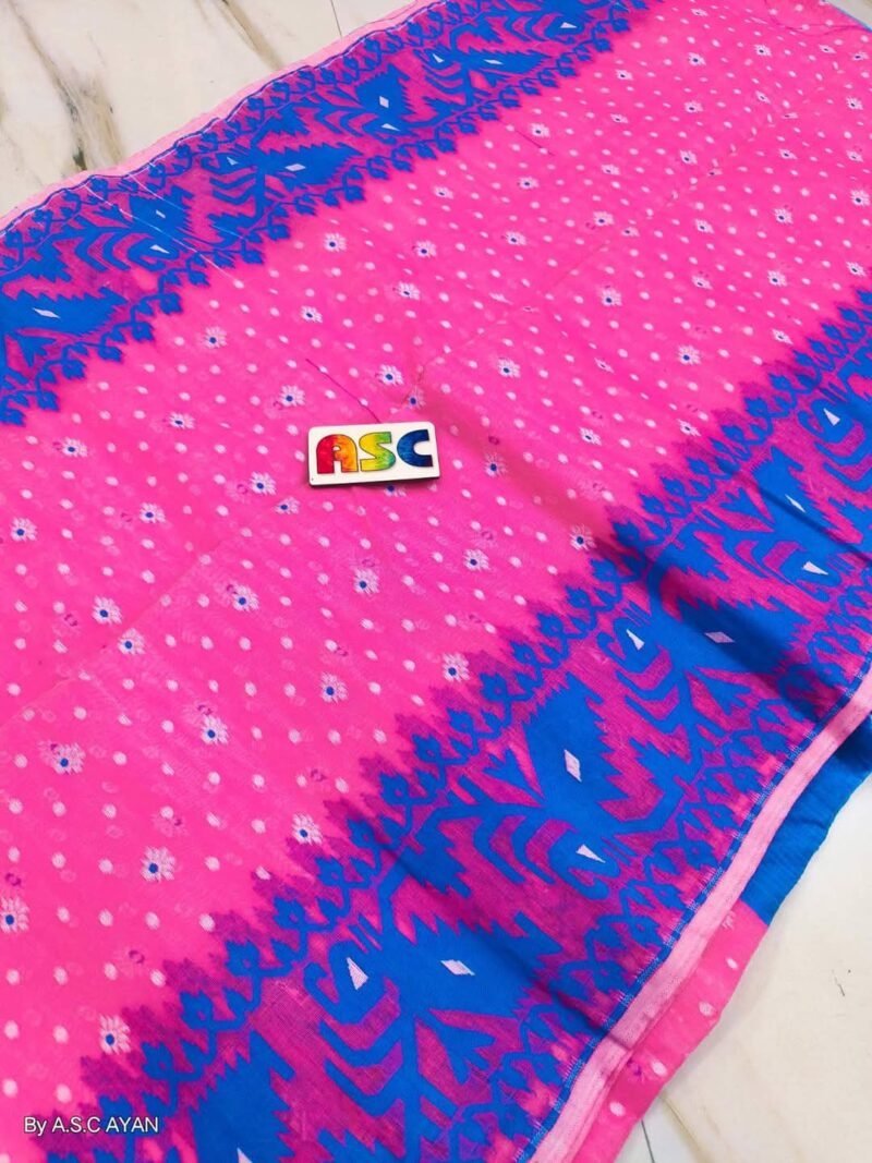 Shiuli Soft Pink Blue Jamdani Sare