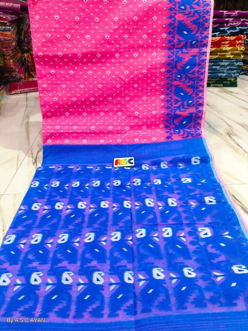 Shiuli Soft Pink Blue Jamdani Sare
