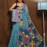 Smalt Blue Soft Dhakai Jamdani Sari