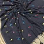 Sunflower Black Soft Handloom Cotton Silk Saree