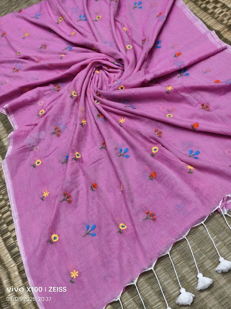 Sunflower Light Pink Soft Handloom Cotton Silk Saree