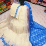 Vanilla Blue Soft Dhakai Jamdani Saree