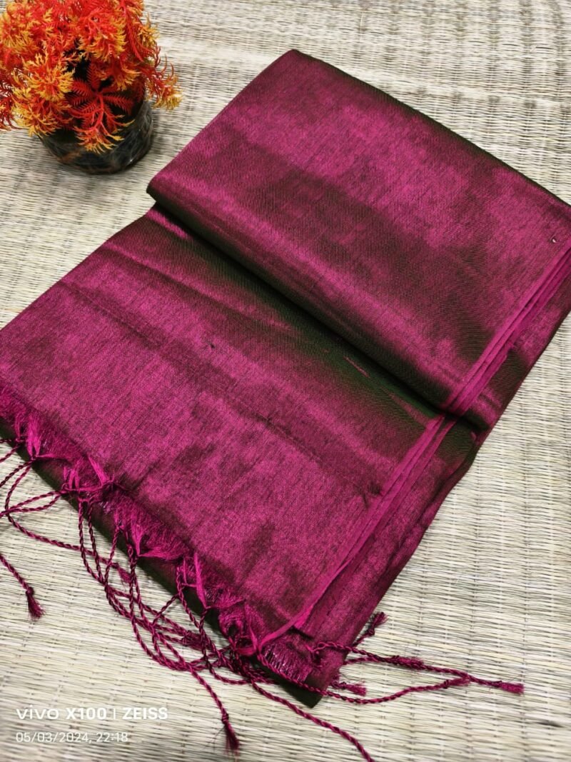 Velvet Maroon Soft Cotton Silk Sari With Blouse Piece
