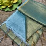 Viridian Green Soft Cotton Silk Sari With Blouse Piece