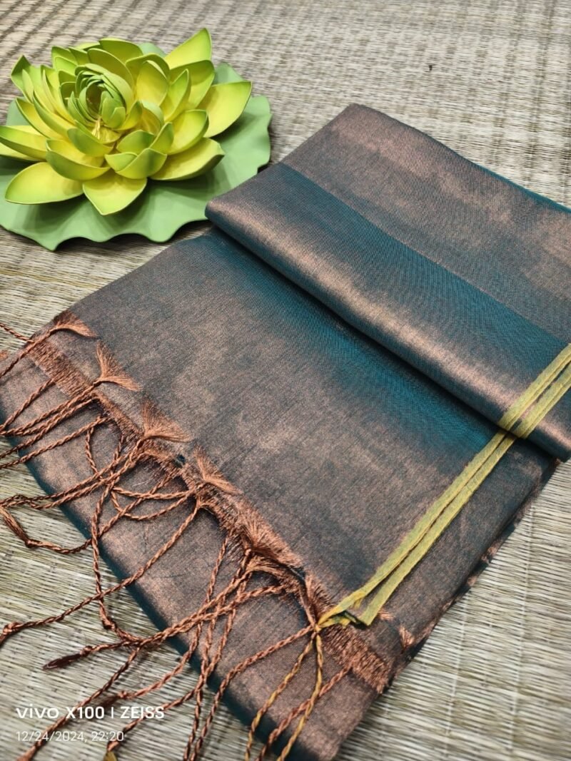 Warm Grey Soft Cotton Silk Sari With Blouse Piece