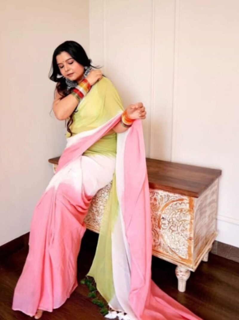 White Sweet Pink Soft Cotton Silk Saree