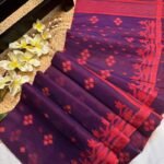 Wine Berry Soft Dhakai Jamdani Saree