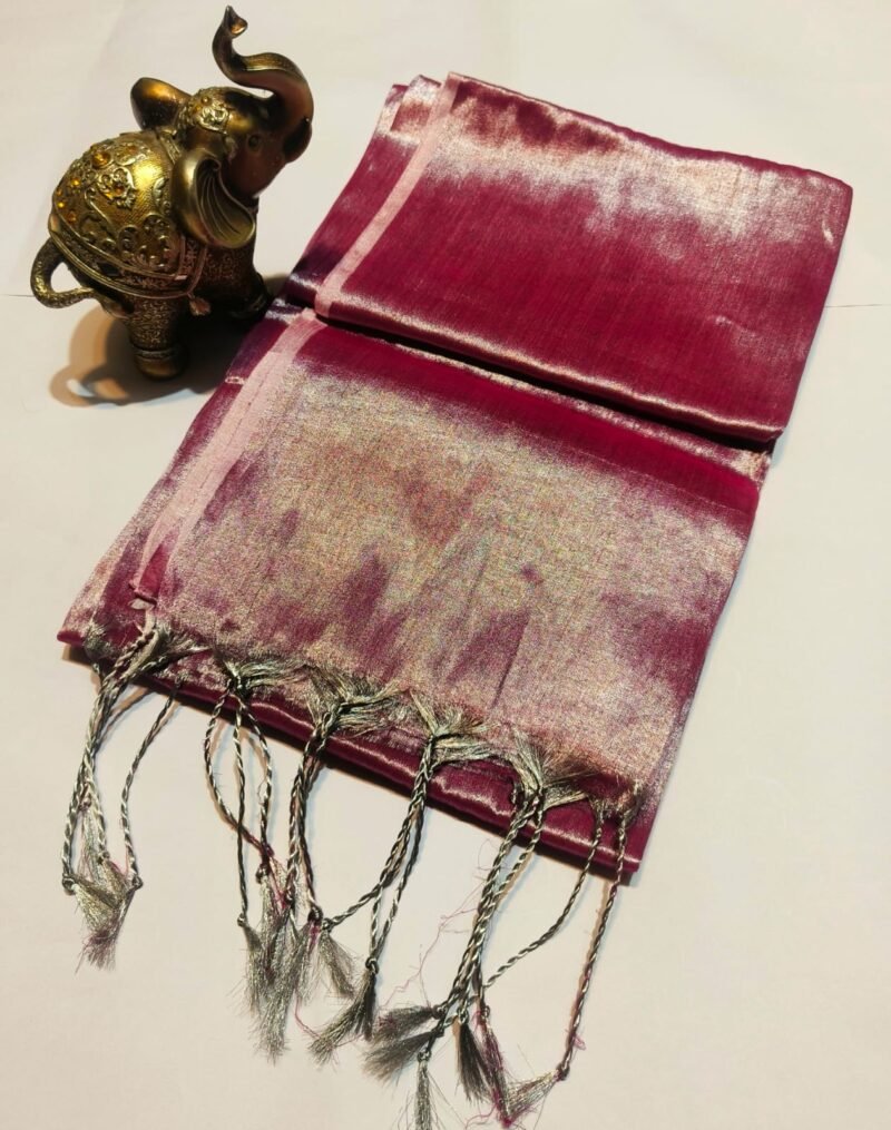 Wine Red Soft Cotton Silk Sari With Blouse Piece