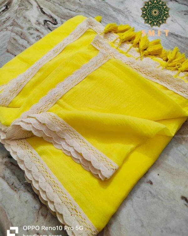 Yellow Molcotton Sari With Blouse Piece