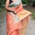Ganga Jamuna Soft Dark Coral Jamdani Saree