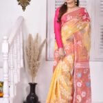 Golap Par Soft Light Orange Jamdani Saree