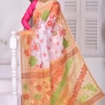 Golap Par Soft White Jamdani Saree