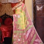 Golap Par Soft Yellow Jamdani Saree