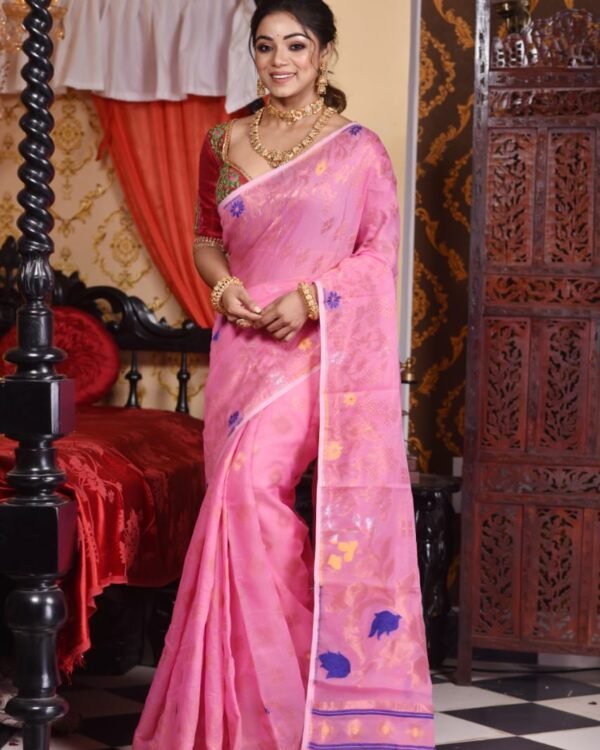 Sunflower Soft Light Pink Jamdani Saree