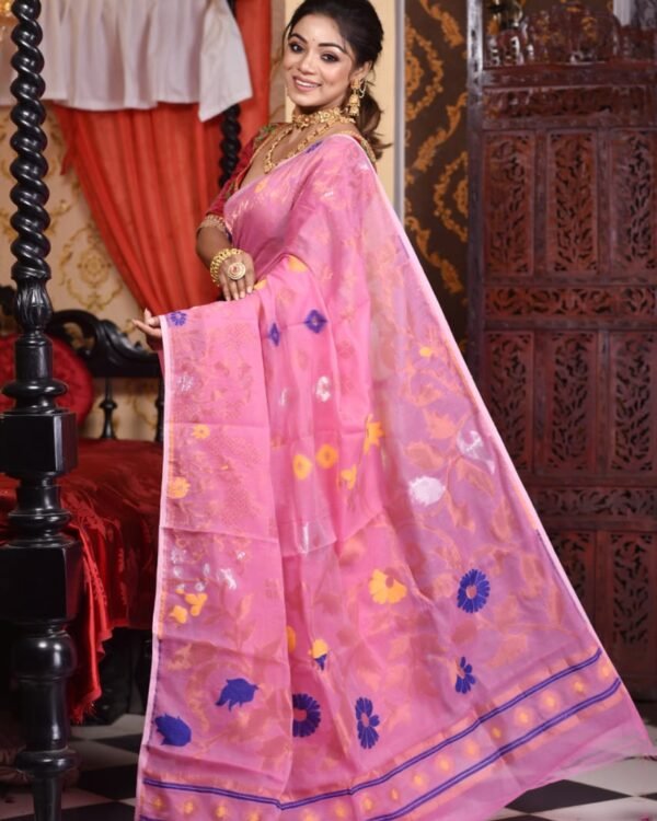 Sunflower Soft Light Pink Jamdani Saree