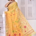 Sunflower Soft Pale Orange Jamdani Saree