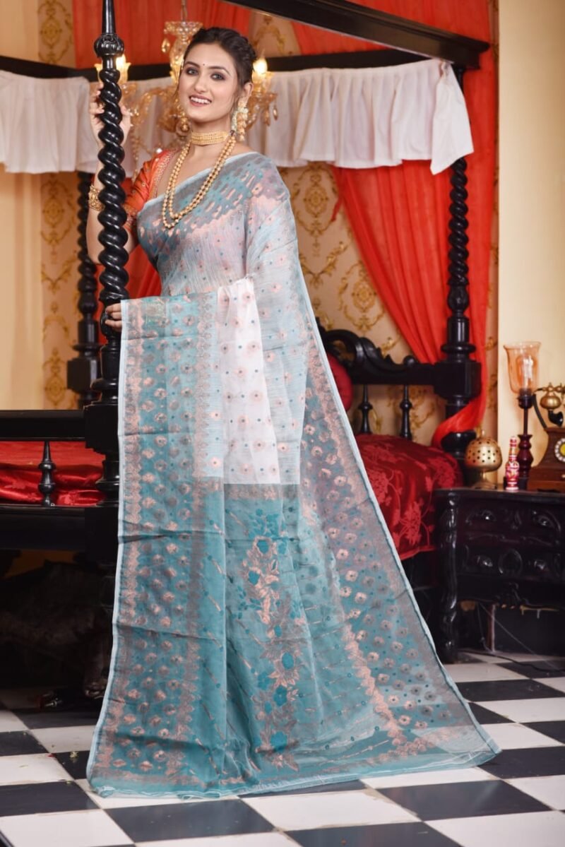 White Soft Dhakai Jamdani Sare