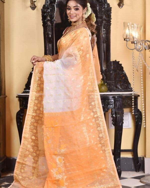 White Soft Dhakai Jamdani Sari