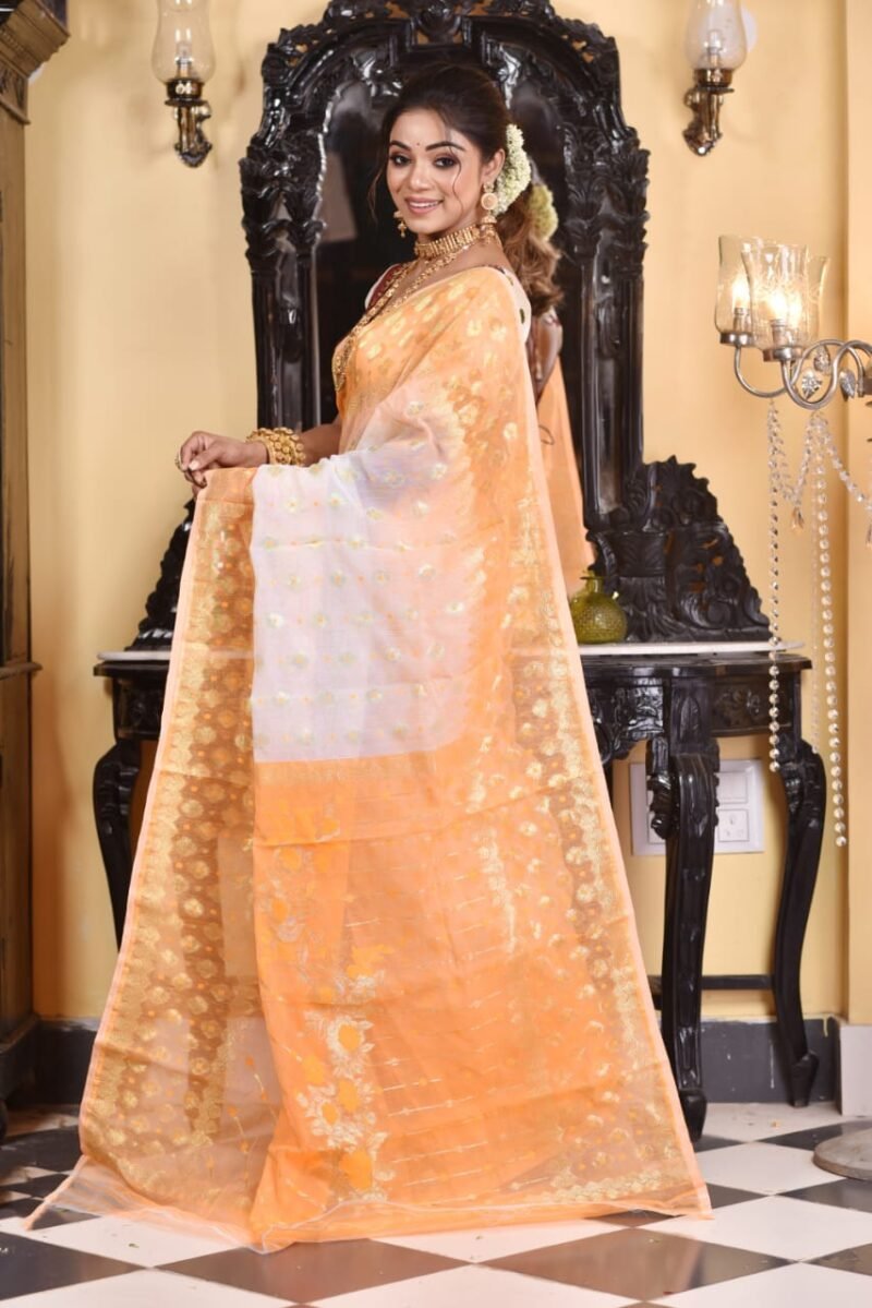White Soft Dhakai Jamdani Sari