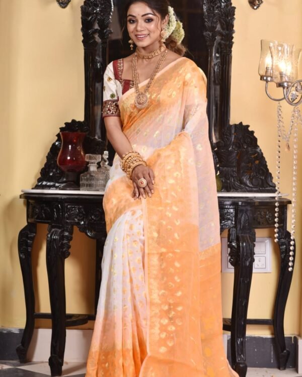 White Soft Dhakai Jamdani Sari