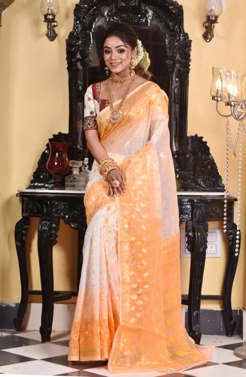White Soft Dhakai Jamdani Sari