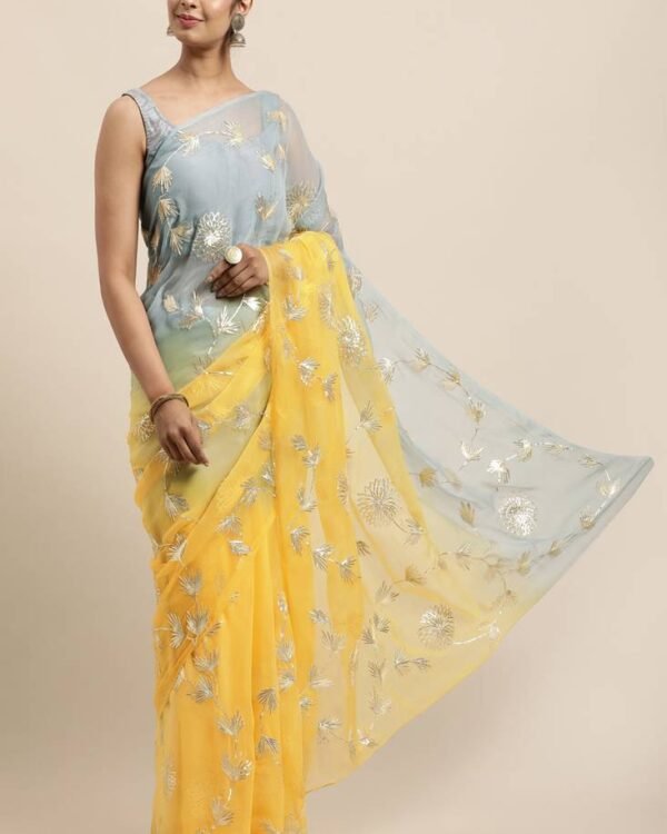 Anjani Soft Satin Chiffon Multicolor Saree