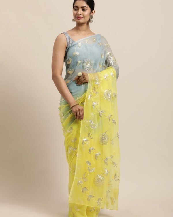Anjani Soft Satin Chiffon Multicolor Saree