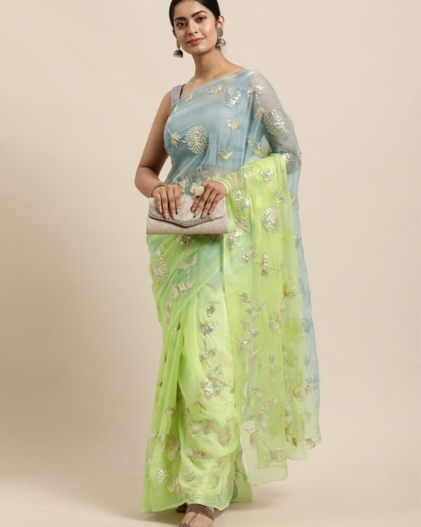 Anjani Soft Satin Chiffon Multicolor Saree