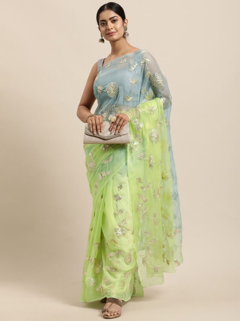Anjani Soft Satin Chiffon Multicolor Saree