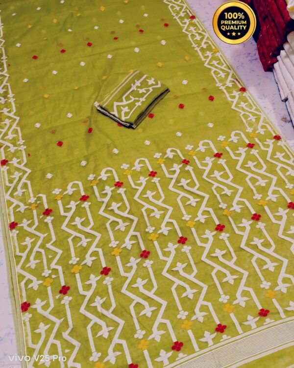 Brass Soft Guti moslin jamdani Saree