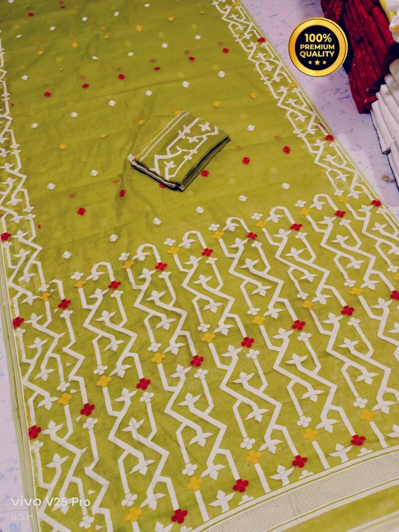 Brass Soft Guti moslin jamdani Saree
