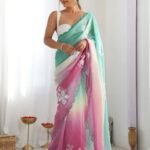 Gold Crush Soft Satin Chiffon Multicolor Saree