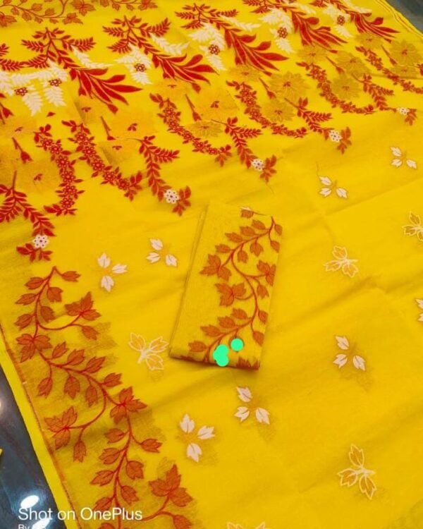 Light Yellow Soft Dhakai Jamdani Saree