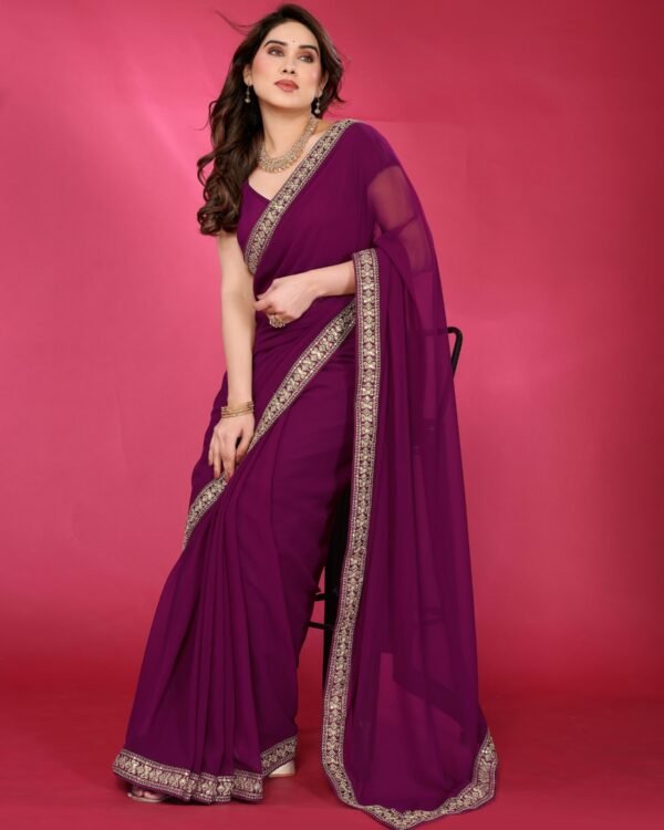 Archna Soft Satin Chiffon / Georgette Saree