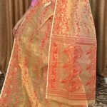 Pale Taupe Soft Dhakai Jamdani Saree