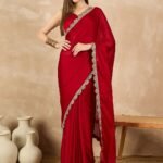 Akruti Soft Satin Chiffon Red Saree